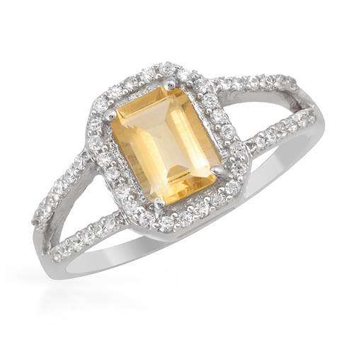 0.94 Citrine and CZ Ring- Size 7/ 8