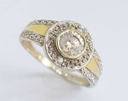 0.51ctw Cubic Zirconia 9ct Yellow Gold Plated and 925 Sterling Silver Ring- Size 6.5