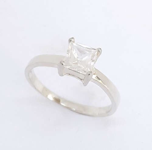 925 Sterling Silver 1.25ctw Princess Cut CZ Solitaire Engagement Ring Size 9