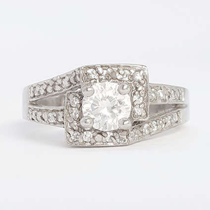 925 STERLING SILVER 0.75ct CZ Halo Ring- Size 9