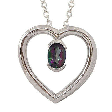 *CD DESIGNER JEWELRY*0.75ct Mystic Topaz CZ Heart Pendant in Solid 925 Sterling Silver
