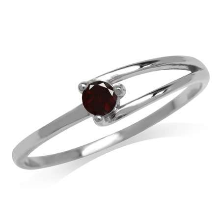 0.15ctw Natural Red Garnet Ring in 925 Sterling Silver- Size J