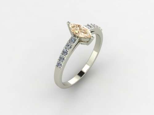 CD DESIGNER JEWELRY* 0.65ctw Morganite and Diamond Silver Ring- Size R