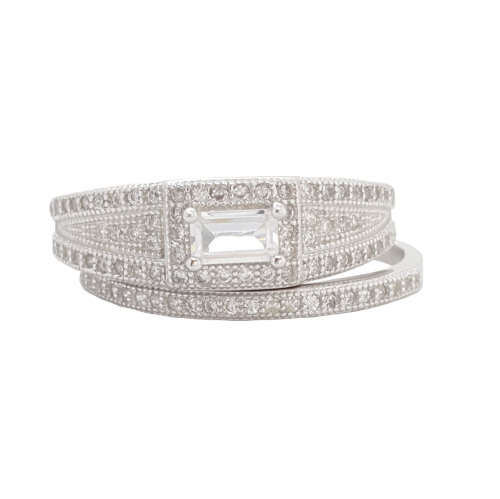 0.25ct Emerald Cut Cubic Zirconia Set in Silver- Size 9