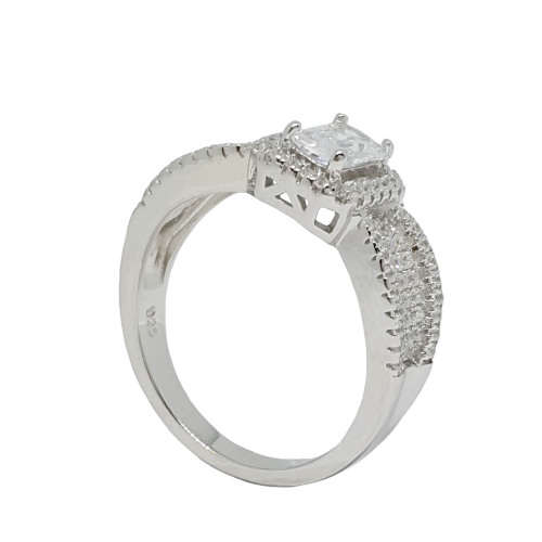 0.50ctw Emerald Cubic Zirconia Cut Ring in Silver- Size 7