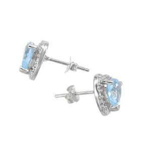 3.00ctw Natural Topaz and Diamond Earrings in 925 Sterling Silver