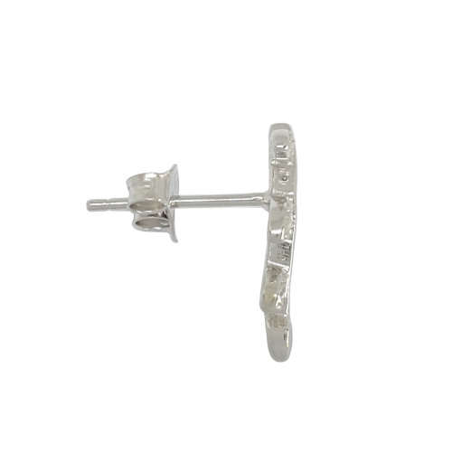 0.05ctw 925 Sterling Silver Cubic Zirconia Leaf Stud Earrings
