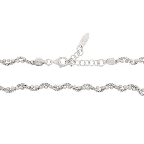 21cm Popcorn and Ball Chain Style Bracelet in Silver