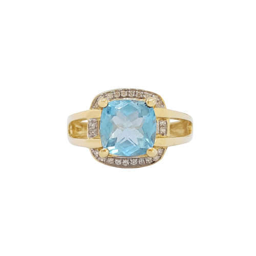 2.9ct Swiss Blue Topaz and Diamond Ring
