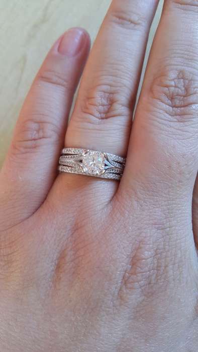 3piece CZ Solitaire Half etenity band Rings in Silver- Size 6, 7, 8
