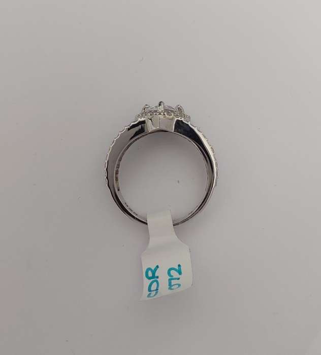 *CD DESIGNER JEWELRY* 1.5ct Trillion Halo CZ Ring in Silver Size R