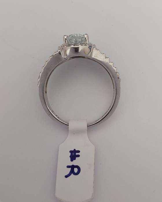 CD DESIGNER JEWELRY 1.5ct Topaz with Halo CZ Ring in Silver- Size R