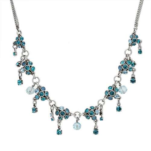 Multi Crystal Costume Base Metal Necklace