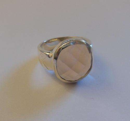 925 Sterling Silver Moonstone CZ Dress Ring- Size 8