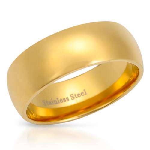8mm Gold Plated Stainless Steel Wedding Band- Size 12
