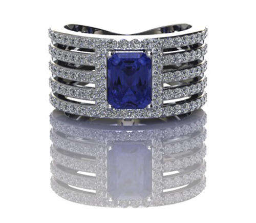 *CD DESIGNER JEWELRY*2.62ctw Tanzanite Cubic Zirconia Dress Ring in 925 Sterling Silver- Size R