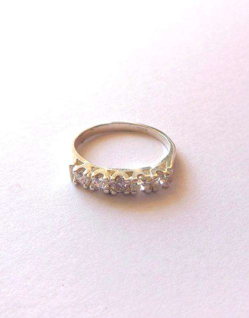 0.35ctw 5 stone CZ Band in Silver- Size N