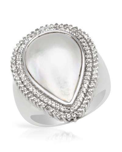 Natural Topaz and Mabe Pearl Ring in Silver