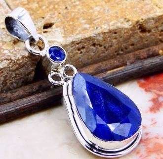 Genuine Sapphire Pendant in 925 Sterling Silver