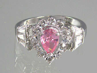 **New Listing**Pretty in Pink**Simulated Pink Sapphire and diamond dress ring