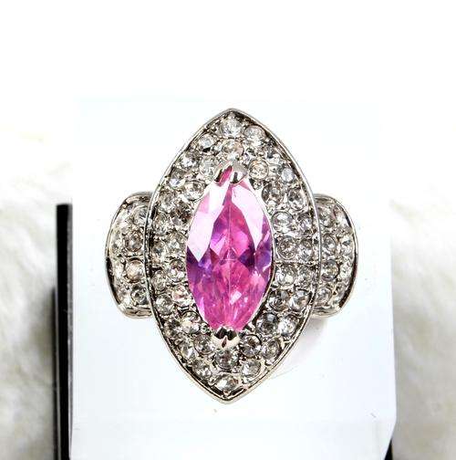 **Gorgeous**Simulated Pink Sapphire and diamond dress ring*Size 8