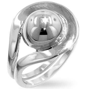 925 Sterling Silver Spherical Round Ring- Size 8/9