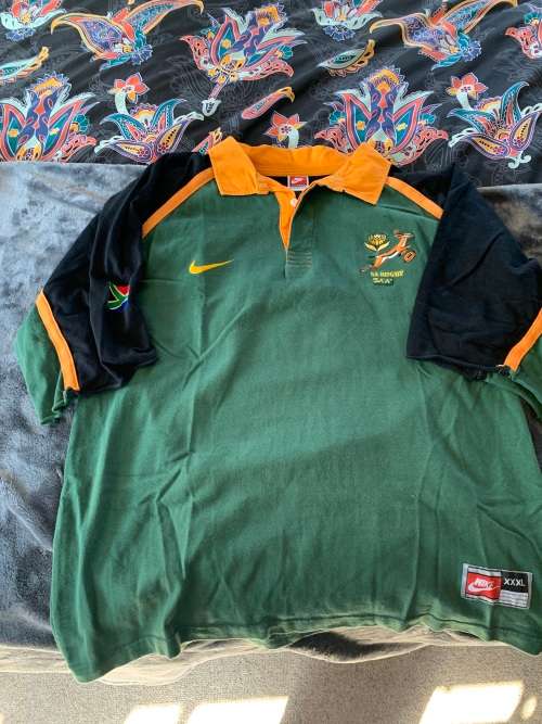 South Africa `A` player issue rugby jersey - Nike - Size XXXL - Nr 4 on back (sleeves cut)