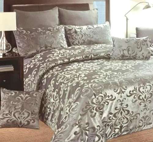 NEW 8 Piece Metallic Grey Designer Comforter Set Polyester Queen Size