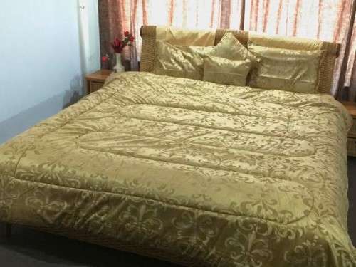 NEW 8 Piece Metallic Gold Designer Comforter Set Polyester Queen Size