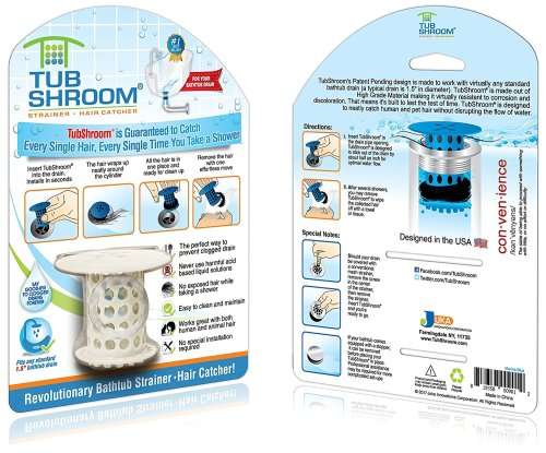 TubShroom Tub Drain Protector Hair Catcher White