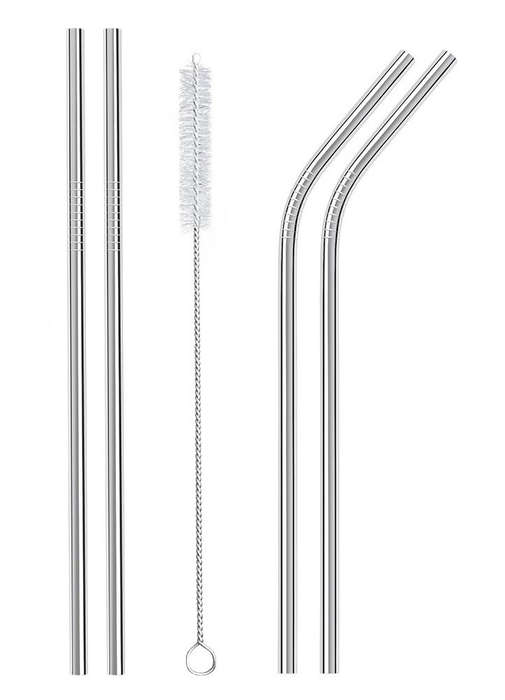 5pc Stainless Steel Bronze Finish Reusable Straws Set