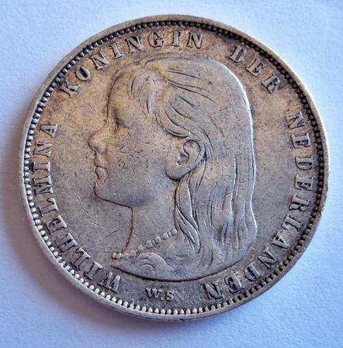 NEDERLAND  COINS  :   NEDERLANDEN  1 GUILDEN   1892   SILVER COIN