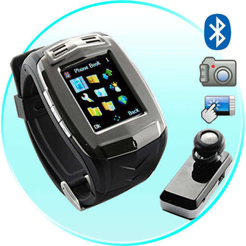 Quad Band Cell Phone Watch - Touch Screen + Bluetooth Watch includes earpiece