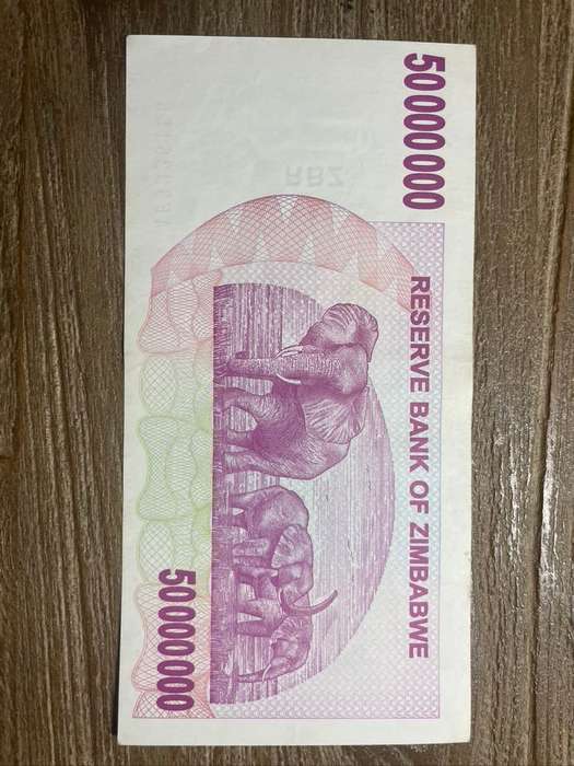 Zimbabwe  ***  50 million  ***  2008 Bearer Cheque  ***  Highly collectable and crisp