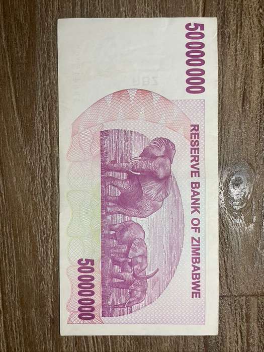 Zimbabwe  ***  $50 million  ***  2008 Bearer Cheque  ***  some marks but all intact