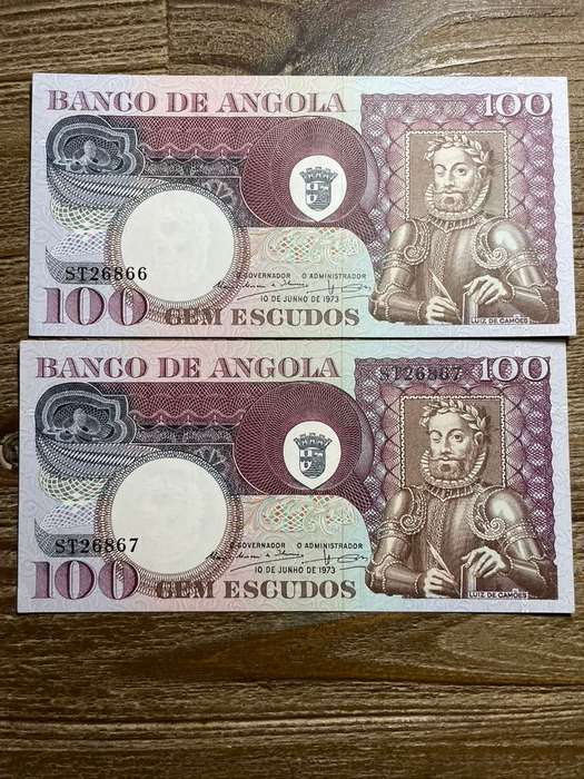 Angola   *  100 escudos  *  1973  *  2 consecutive notes