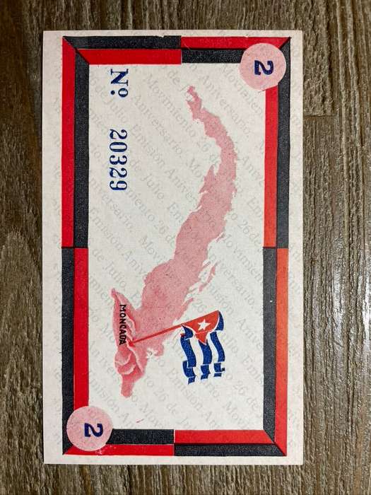 Cuba revolution  *  2?  *  movement 26 de Julio 1958  *  seldom offered donation note