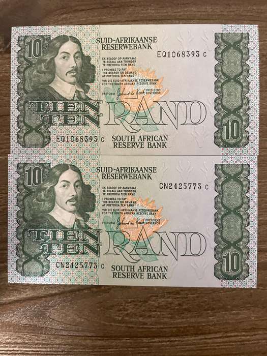 GHC de Kock *** R10 *** 1985 third issue *** 2 great consecutive notes