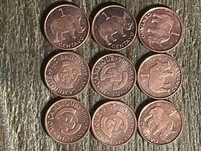 2006 *** Mocambique1 centavo *** all 9 uncs, 1 price