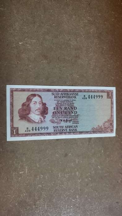 RSA 1 Rand 1975(TW de Jongh 3rd Issue) - Serial no. 444999