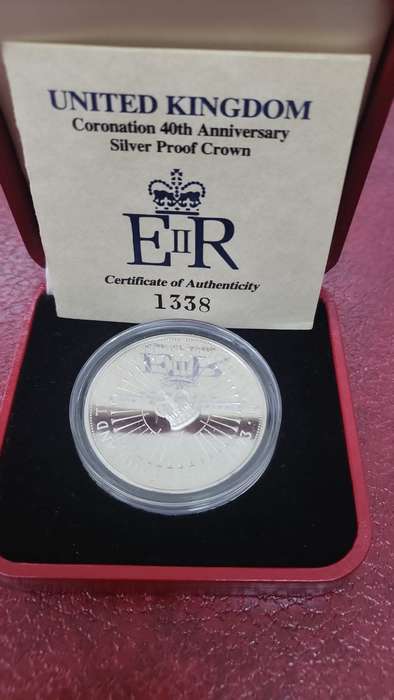 UK Coronation 40th Anniversary Silver PROOF Crown