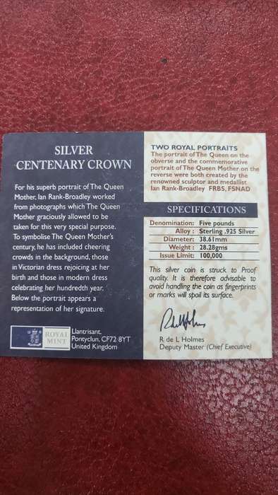UK Silver Centenary Crown 2000