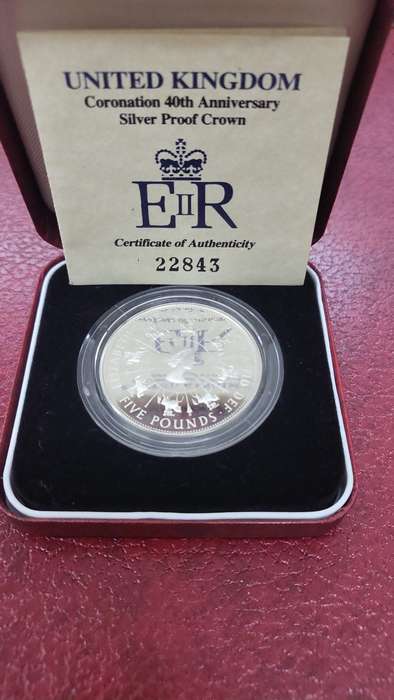 UK Coronation 40th Anniversary Silver Proof Crown