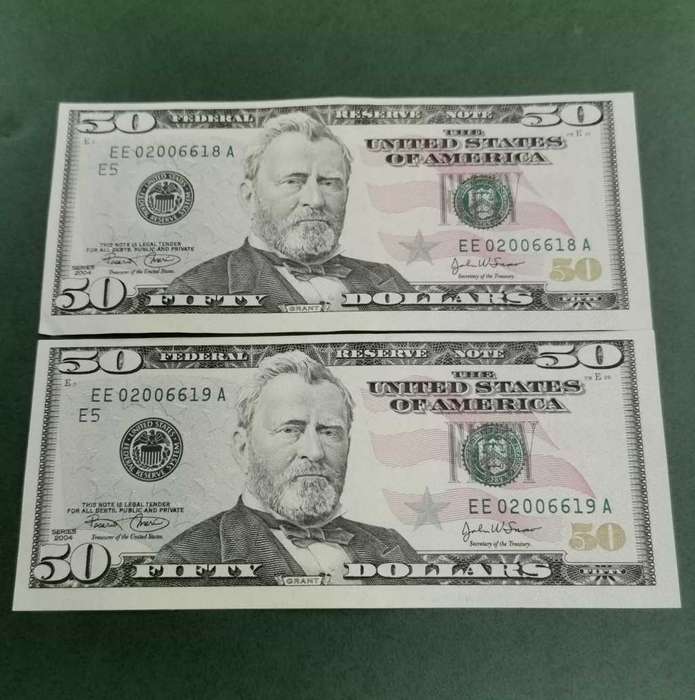 USA 50 Dollar Notes-EE02006618 a & EE02006619 a