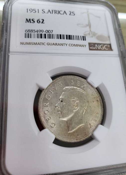 SA 2 Shillings 1951-MS62 4th Best Grade