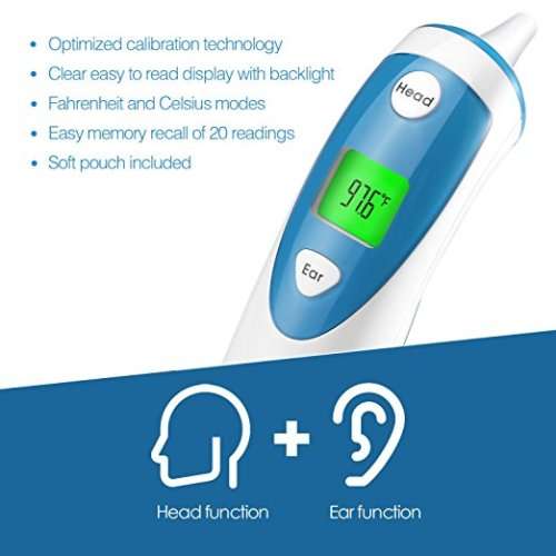 Digital Medical Infrared Forehead and Ear Thermometer for Baby ,Kids and Adults - Fever Indicator