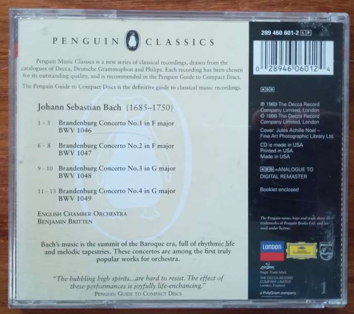 Bach: Brandenburg Concertos 1-4 (Britten)