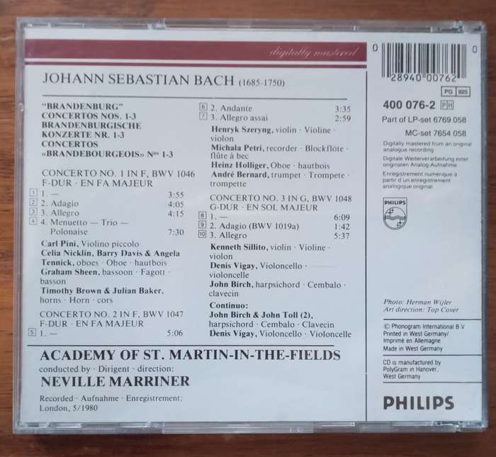 Bach: Brandenburg Concertos 1-3 (Marriner)
