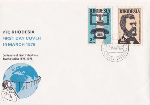 Centenary of First Telephone Transmission Rhodesia FDC