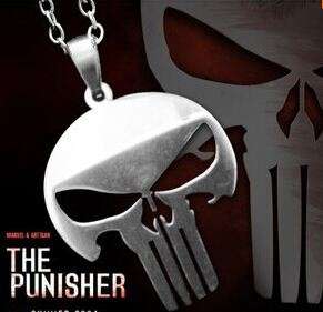 The PUNISHER DARK KNIGHT Stainless Steel Leather Chain Pendant Necklace (N0005)